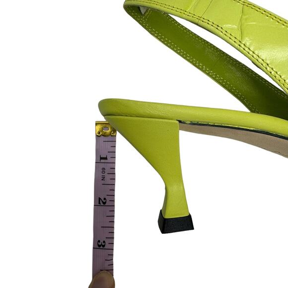 NWT By Far Evita Green Apple Maxi Croco Nappa Leather Slingback Pump EU 37 US 7‎ - Picture 9 of 11